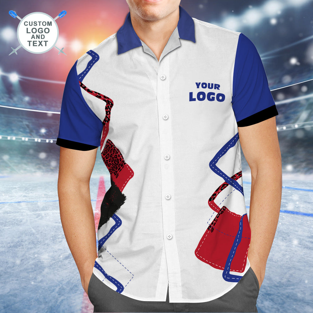 Custom Logo And Text Hawaiian Shirt Men's All Over Print Aloha Shirt Team Shirt - Curling Game   Surfing Hawaiian Style Surfing Hawaiian Style