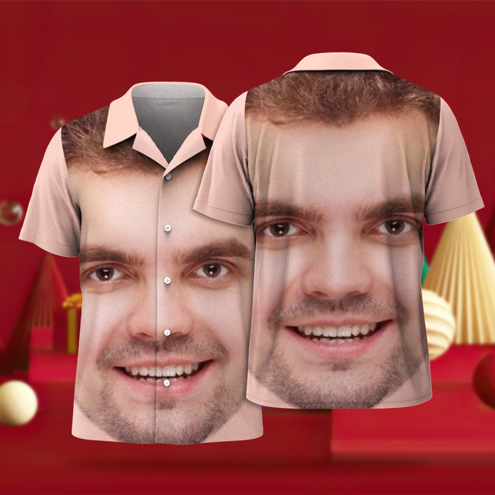 Custom Face Hawaiian Shirts Personalized Photo Gift Men's Christmas Shirts Gift - Big Face