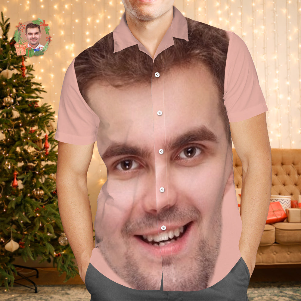 Custom Face Hawaiian Shirts Personalized Photo Gift Men's Christmas Shirts Gift - Big Face