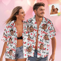 Custom Face Hawaiian Style Personalized White Shirt Couple Outfit