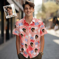Custom Face And Number Birthday Hawaiian Shirts Red And White Coconut Tree Shirt