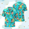 Custom Multi-color Face and Numbers Hawaiian Shirt Coconut Tree and Pineapple Gifts