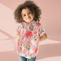 Custom Face And Number Kid's Birthday Hawaiian Shirts Red And White Coconut Tree Shirts Birthday Gift