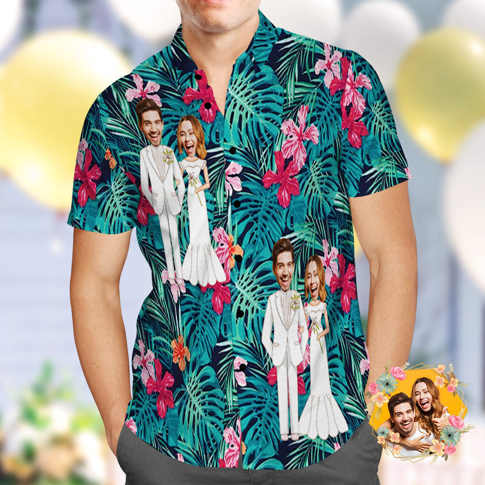 Custom Hawaiian Shirt Personalized Wedding Hawaiian Flower Shirt Best Wedding Gift Group Wedding Uniforms