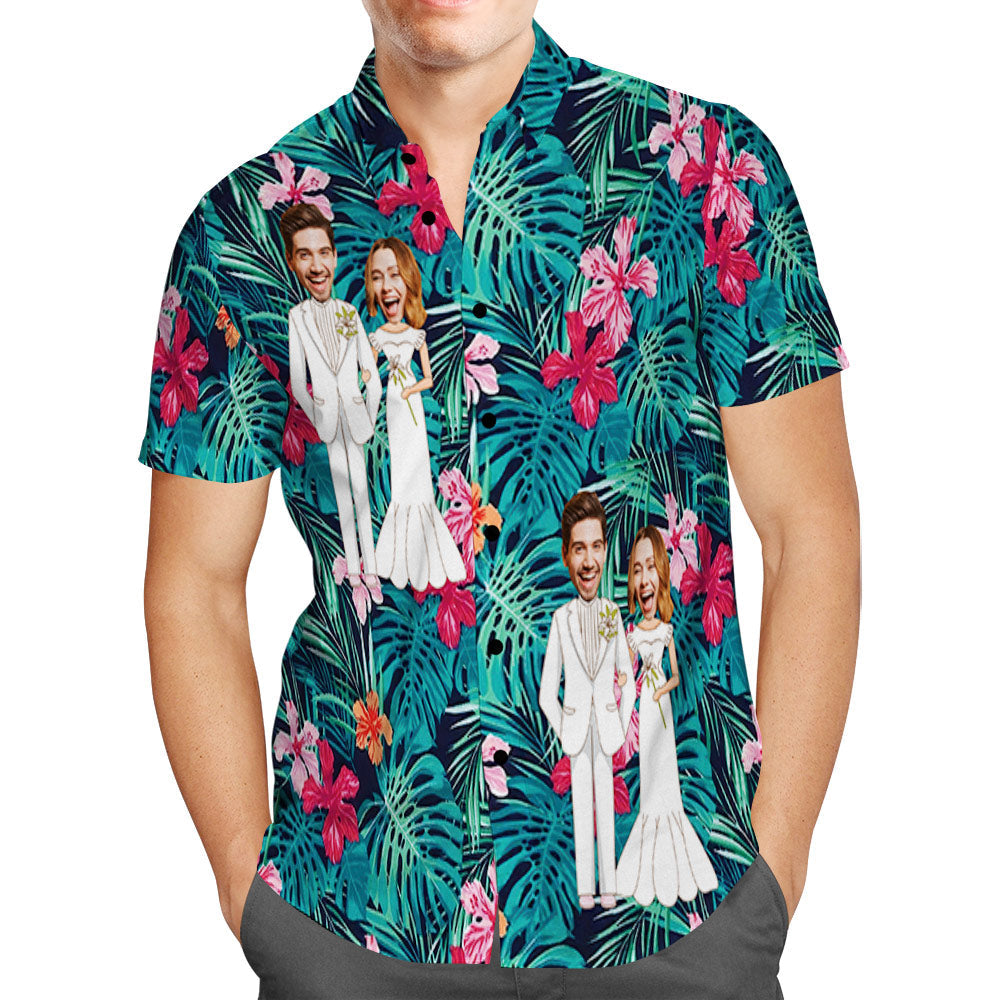 Custom Hawaiian Shirt Personalized Wedding Hawaiian Flower Shirt Best Wedding Gift Group Wedding Uniforms