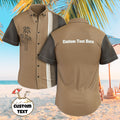 Custom Text Men's Vintage Hawaiian Shirts Casual Palm Tree Print Striped Bowling Shirt for Men