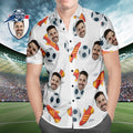 Custom Face Soccer Pattern Hawaiian Shirt Shoes Icon Beach Shirt for Soccer Lovers