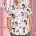 Custom Face Hawaiian Shirt Personalized Men's Photo Flamingo Shirt Valentine's Day Gift For Him