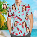 Custom Face Hawaiian Shirt Men's Popular All Over Print Shirt Flamingo Pineapple Holiday Gift