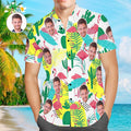 Custom Face Hawaiian Shirt Cool Flamingos Summer Personalized Aloha Beach Shirt for Men