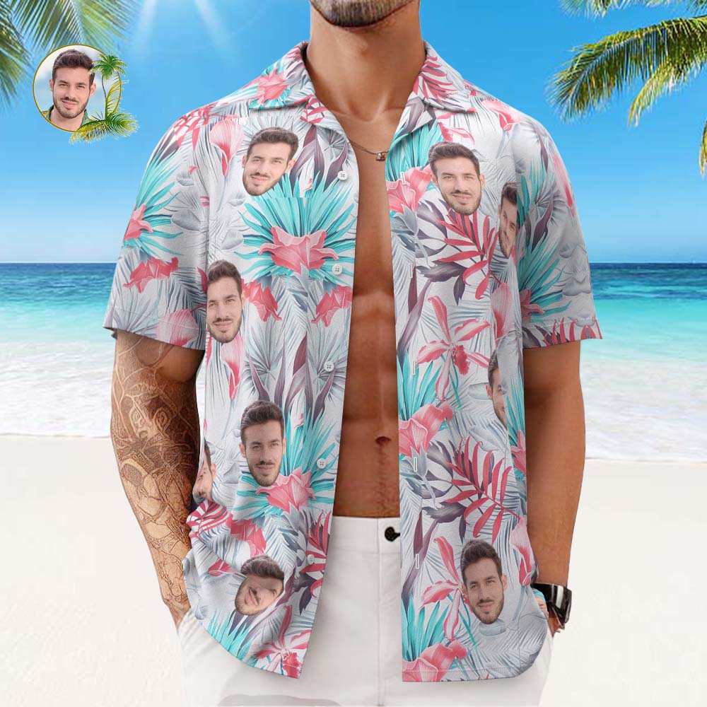 Custom Logo Hawaiian Shirt Men's All Over Print Aloha Shirt Gift Romantic Hawaiian Style