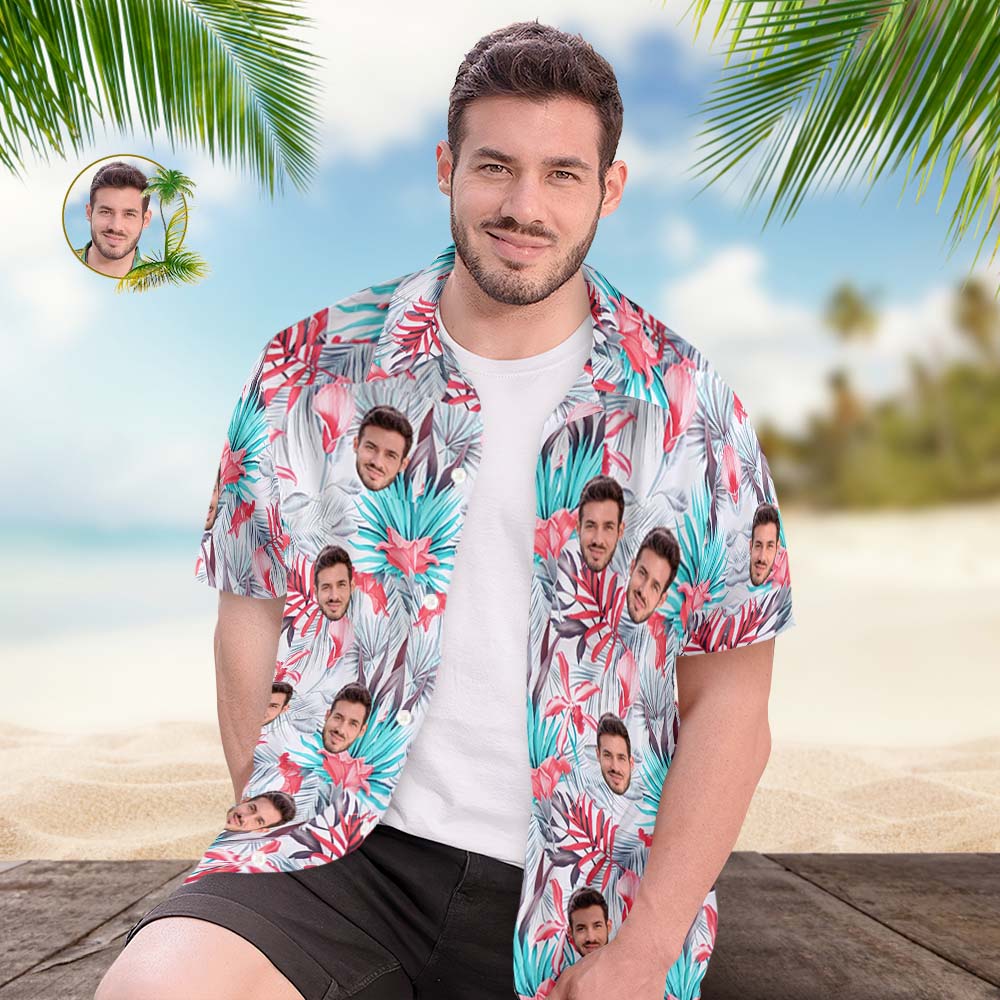 Custom Logo Hawaiian Shirt Men's All Over Print Aloha Shirt Gift Romantic Hawaiian Style