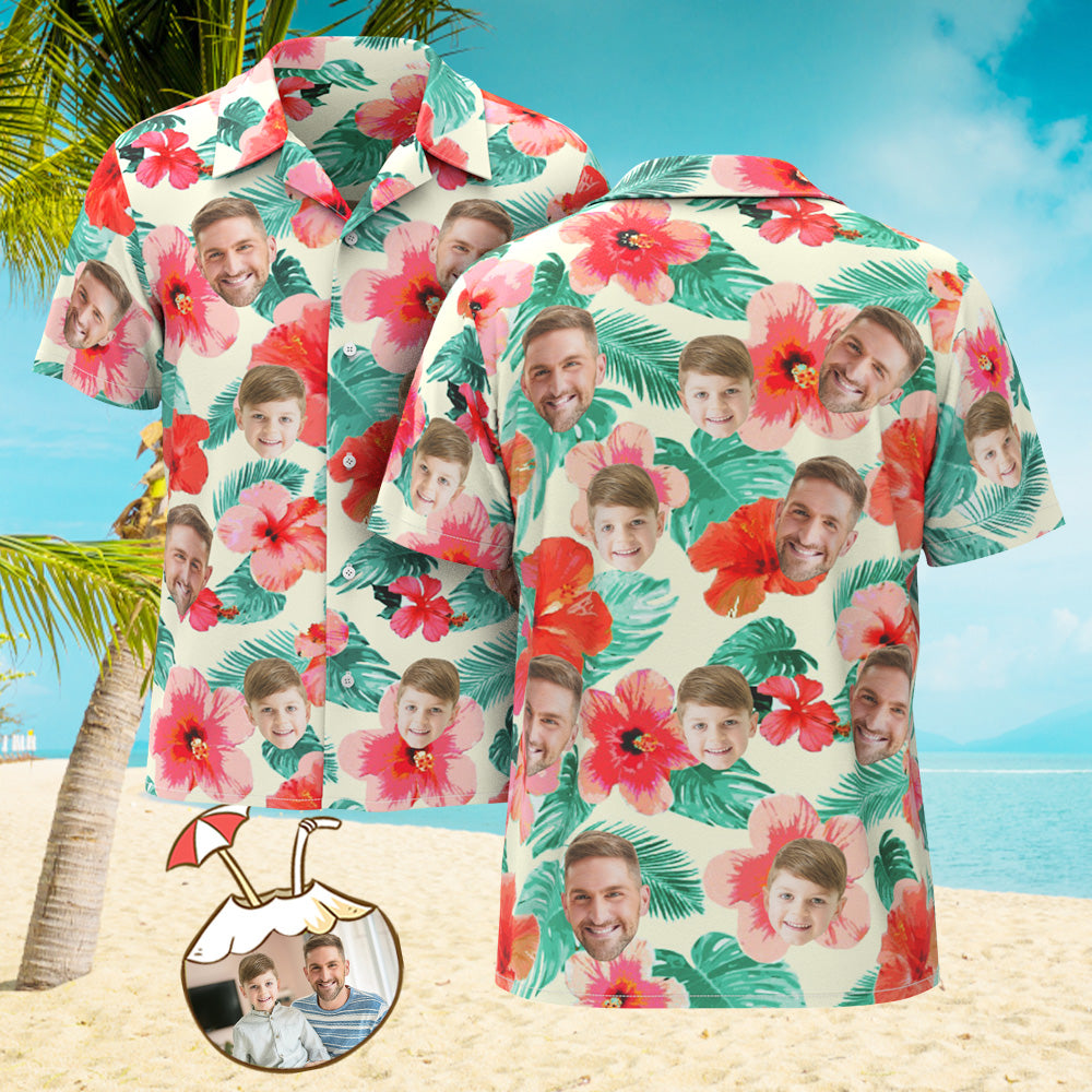 Custom Face All Over Print Hawaiian Shirt Summer Vibe Personalized Hawaiian Shirt
