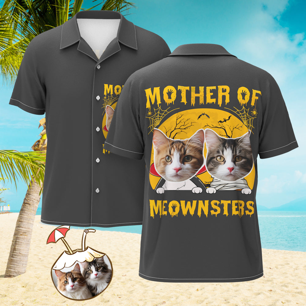 Custom Face Hawaiian Shirt Mother Of Meownsters Shirts Halloween Gifts