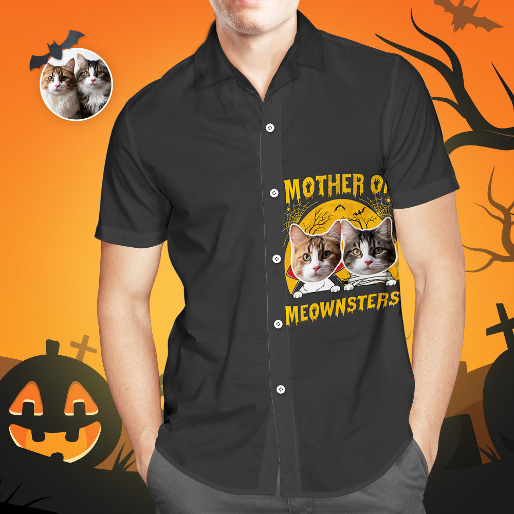 Custom Face Hawaiian Shirt Mother Of Meownsters Shirts Halloween Gifts