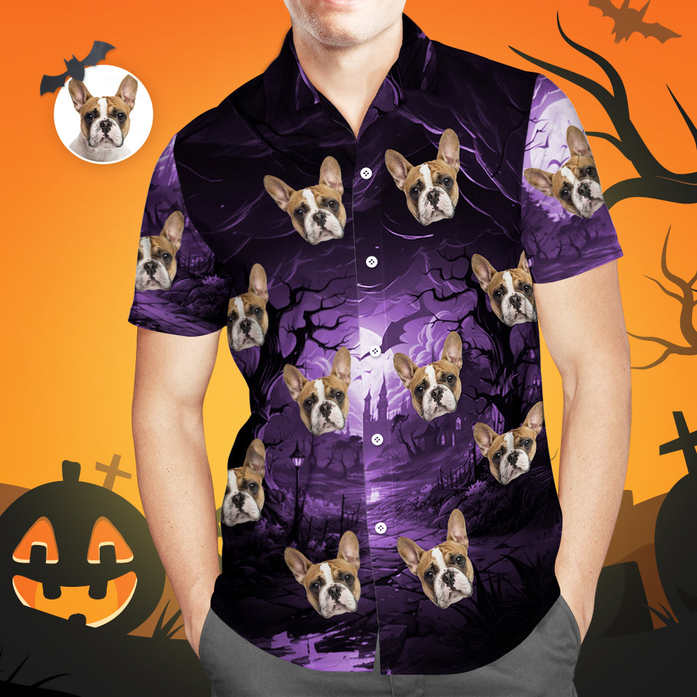 Custom Face Hawaiian Shirt Men's Welcome Foolish Mortals Shirts Halloween Gifts