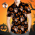 Custom Face Hawaiian Shirt Men's Halloween Funny Pumpkin Shirts Halloween Gifts