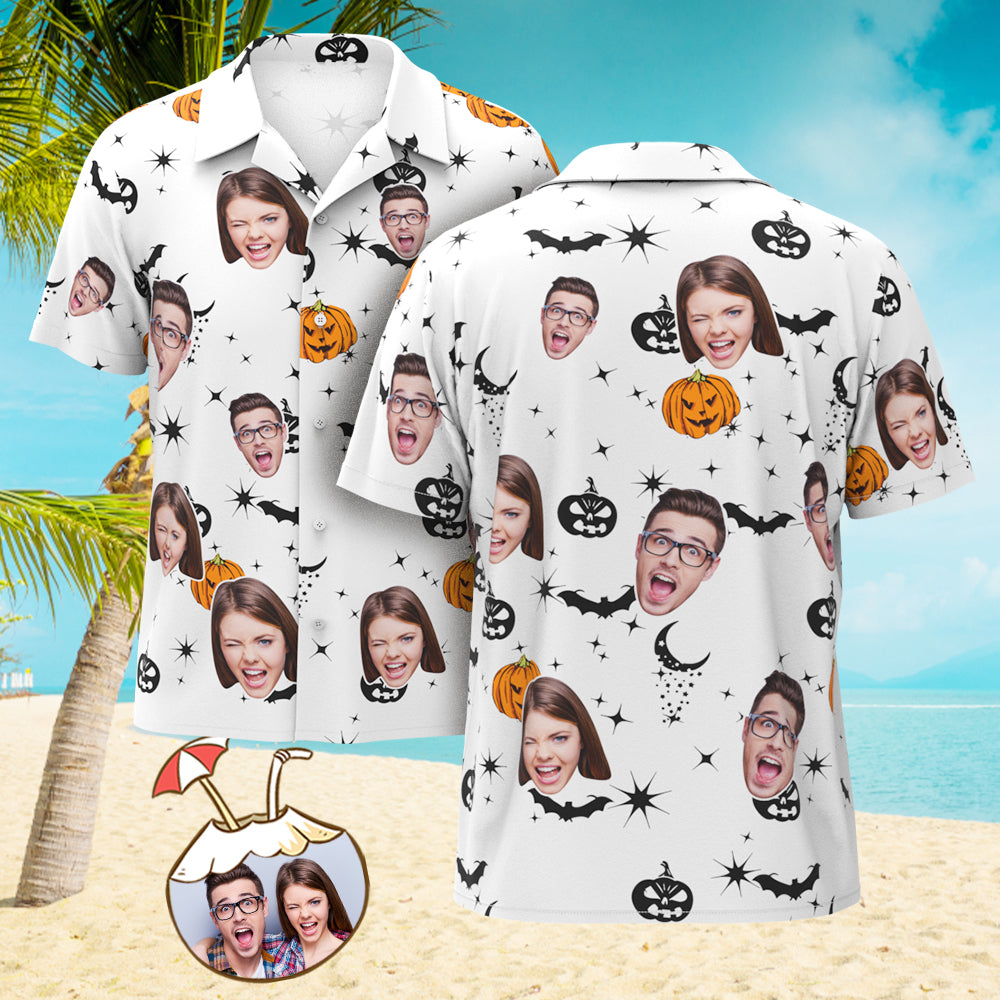 Custom Face Hawaiian Shirt Halloween Witch Tee Pumpkin Graphic Shirt Halloween Gifts