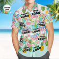 Custom Happy Birthday Logo Hawaiian Shirt Flamingo Party Personalized Logo Shirt