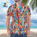 Custom Face Men's Hawaiian Surfing Board Print Short Sleeve Funky Aloha Shirt Surfing Hawaiian Style Surfing Hawaiian Style