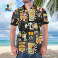 Custom Face Hawaiian Shirt Personalized Surfing Style Black Aloha Beach Shirt Gift for Surfer Surfing Hawaiian Style Surfing Hawaiian Style