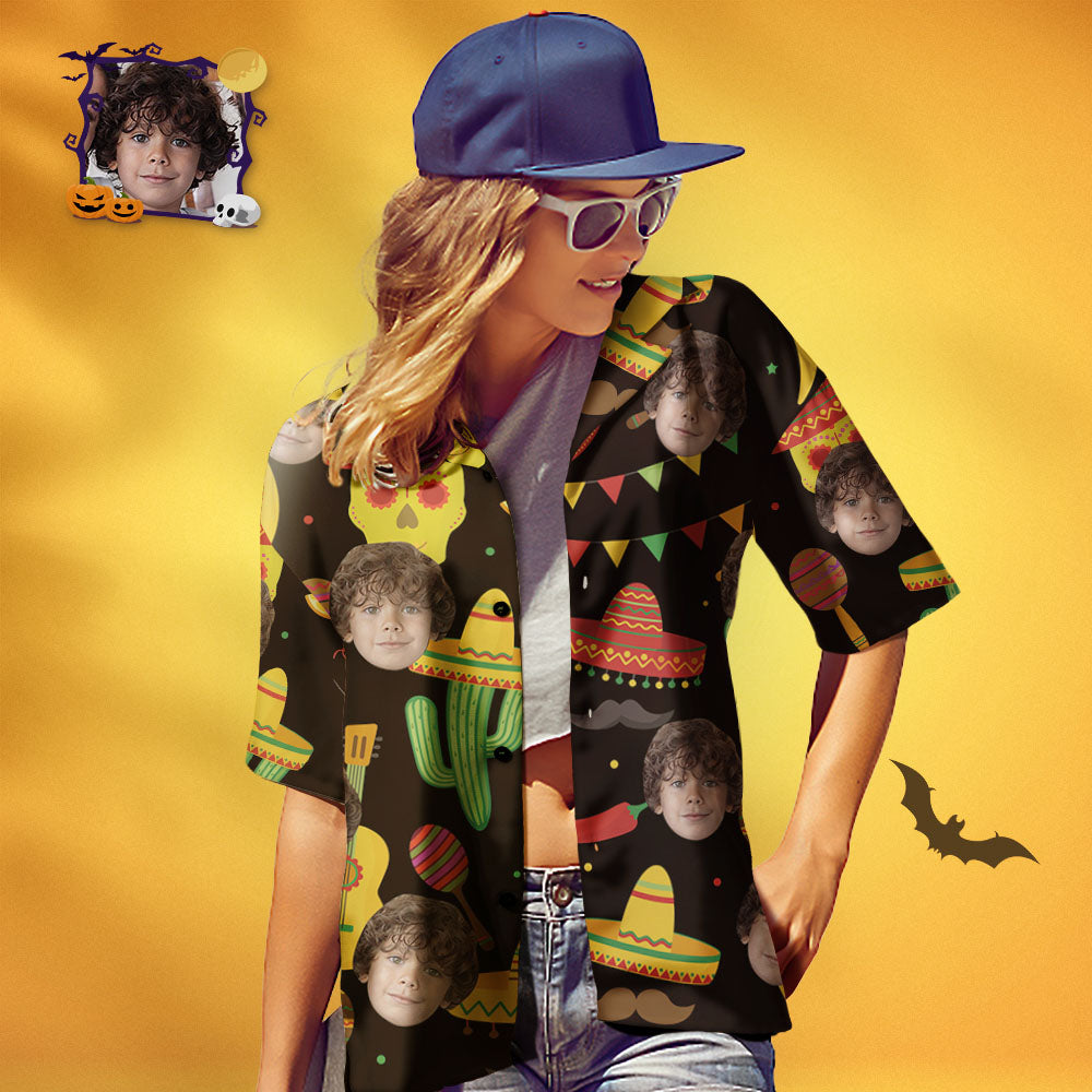 Custom Face Family Matching Hawaiian Outfit Halloween Party Parent-child Wears