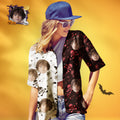 Custom Face Family Matching Hawaiian Outfit Two Tone Skeleton Print Shirt Parent-child Wears