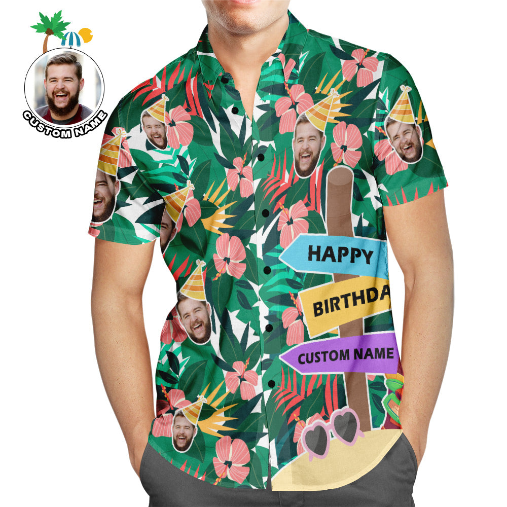 Custom Aloha Luau Birthday Hawaiian Shirt Personalized Face Shirt