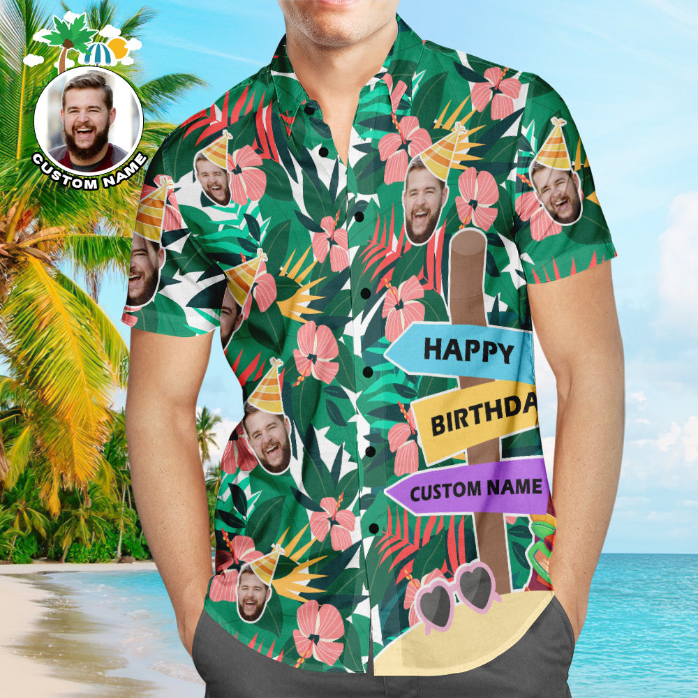 Custom Aloha Luau Birthday Hawaiian Shirt Personalized Face Shirt