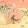 Personalized Birth Flower Leather Jewelry Box with Name Jewelry Box Gift for Her