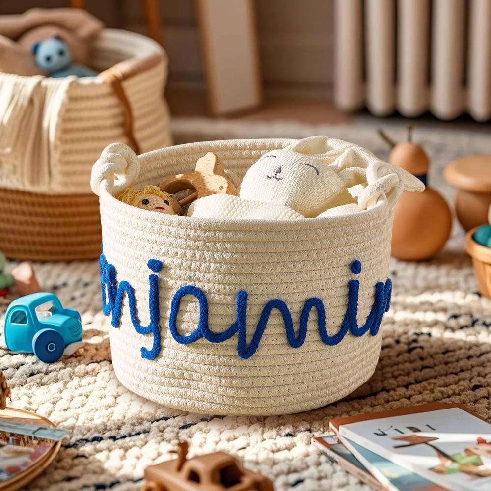Personalized Baby Shower Basket with Name Custom Baby Toy Organizer Gift for Baby