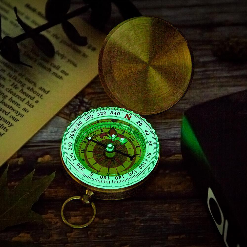 Custom Engraved Brass Compass Luminous Compass Travel Gift For Him