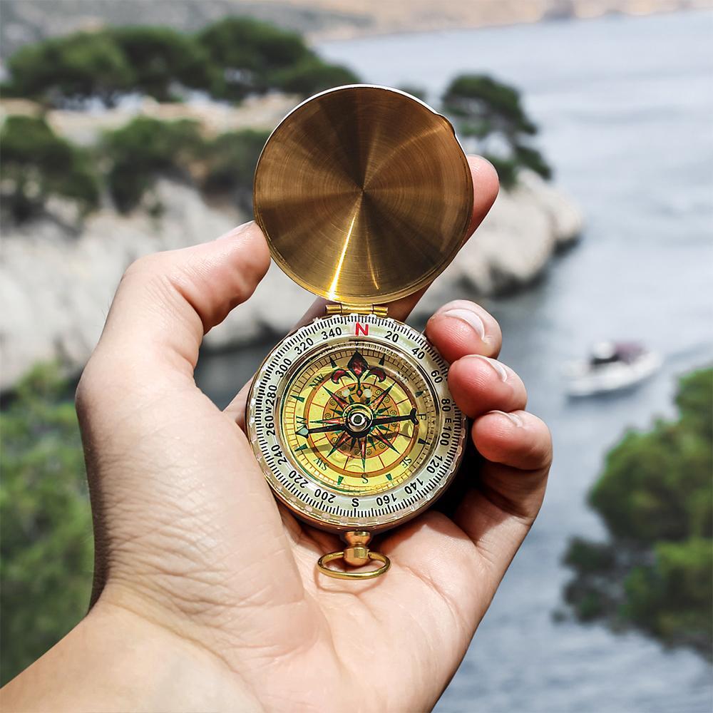 Custom Engraved Brass Compass Luminous Compass Travel Gift For Him