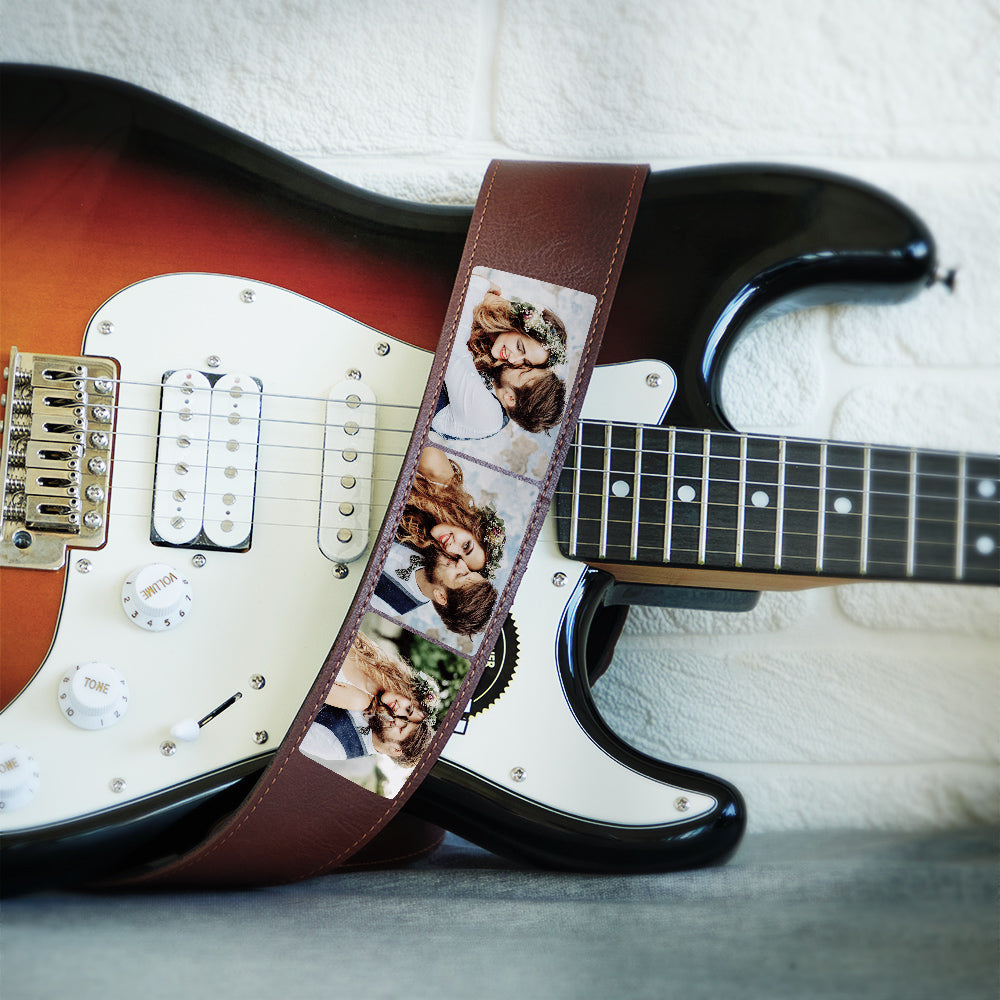 Custom Photo Guitar Strap Guitar Player Multiphoto Gifts