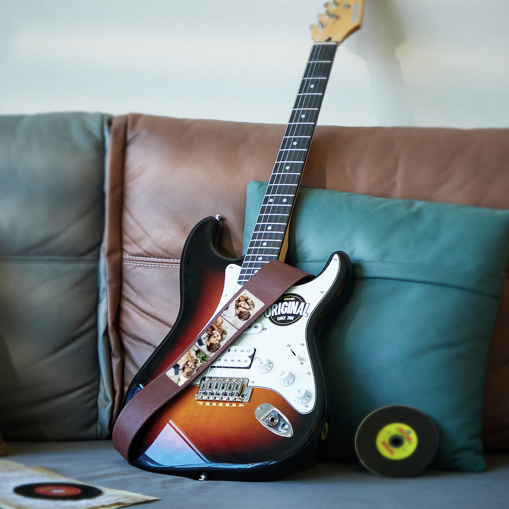 Custom Photo Guitar Strap Guitar Player Multiphoto Gifts