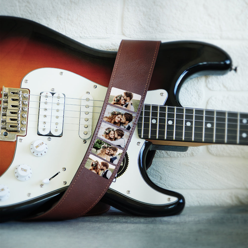 Custom Photo Guitar Strap Guitar Player Multiphoto Gifts