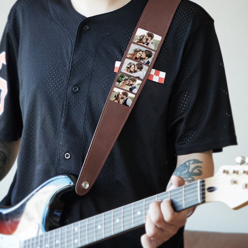 Custom Photo Guitar Strap Guitar Player Multiphoto Gifts