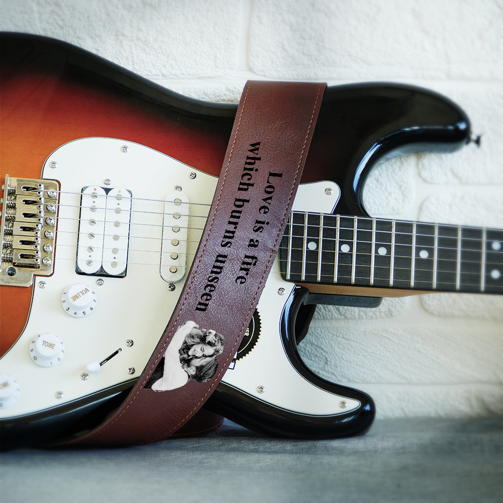 Custom Engraved Photo Guitar Strap Shadow Carving Unique Gifts