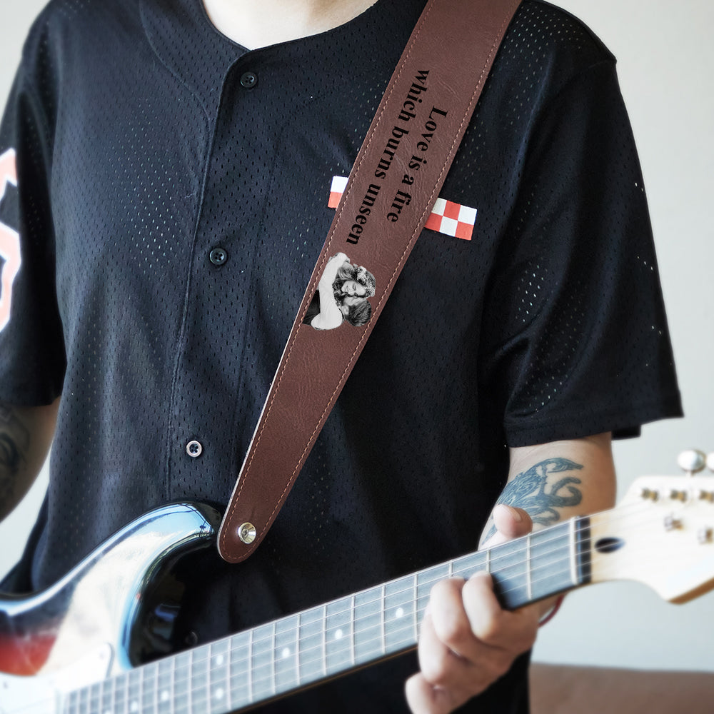 Custom Engraved Photo Guitar Strap Shadow Carving Unique Gifts