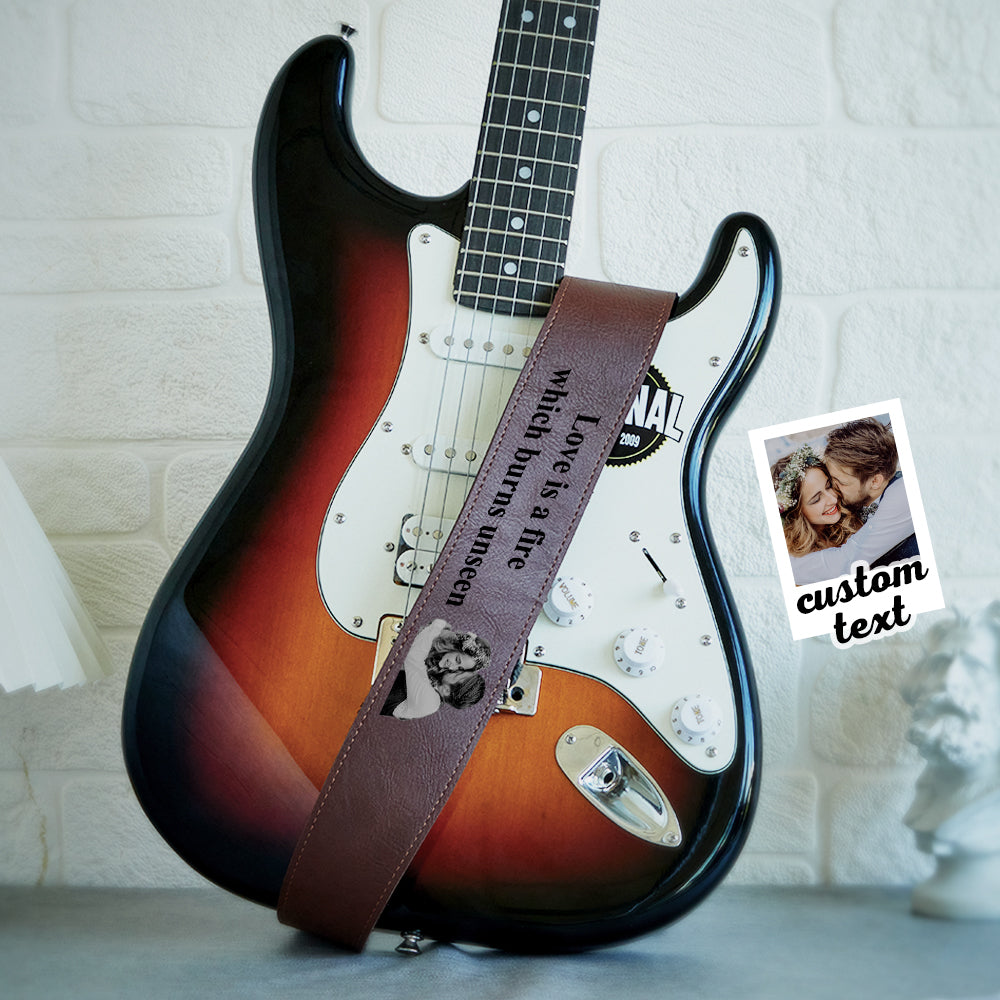 Custom Engraved Photo Guitar Strap Shadow Carving Unique Gifts