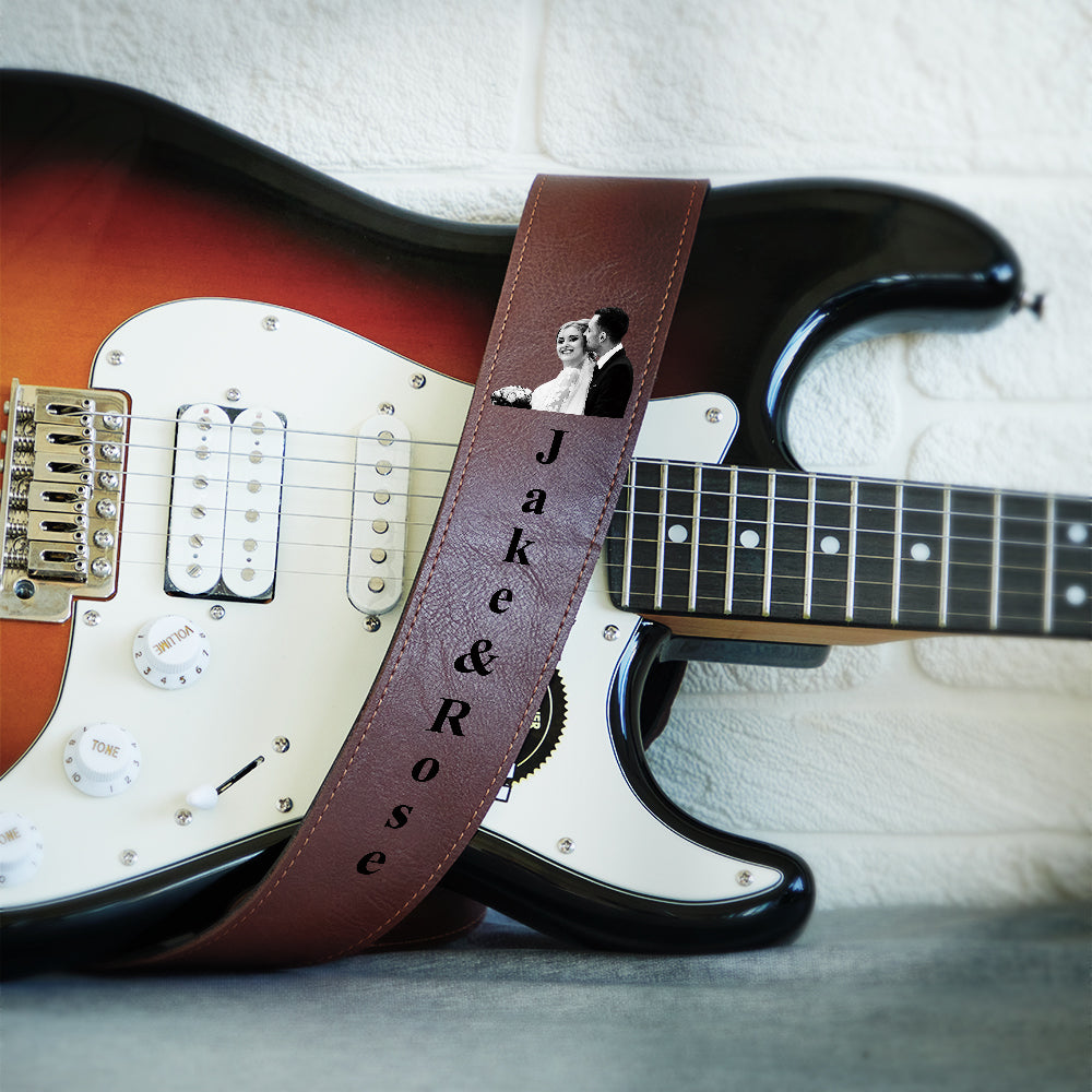 Custom Engraved Photo Guitar Strap Shadow Carving Unique Gifts
