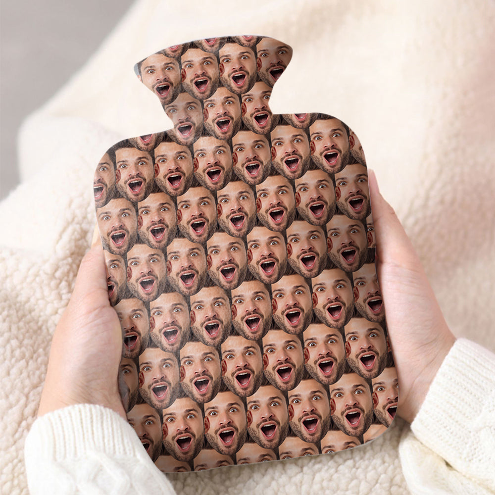 Custom Face Hot Water Bottle Hot Compress and Cold Therapy Funny Hot Water Bag for Winter Gifts