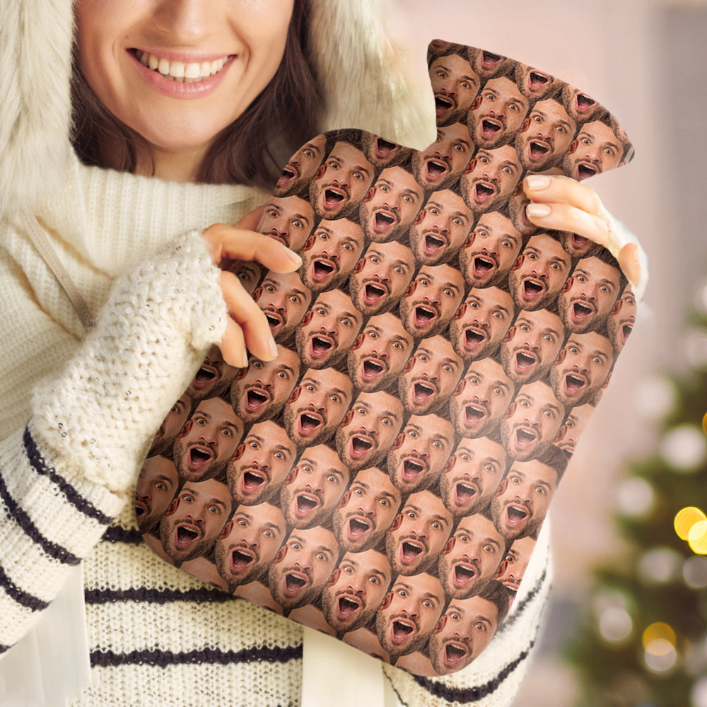 Custom Face Hot Water Bottle Hot Compress and Cold Therapy Funny Hot Water Bag for Winter Gifts