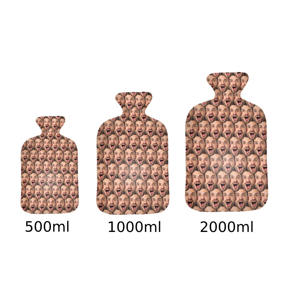 Custom Face Hot Water Bottle Hot Compress and Cold Therapy Funny Hot Water Bag for Winter Gifts