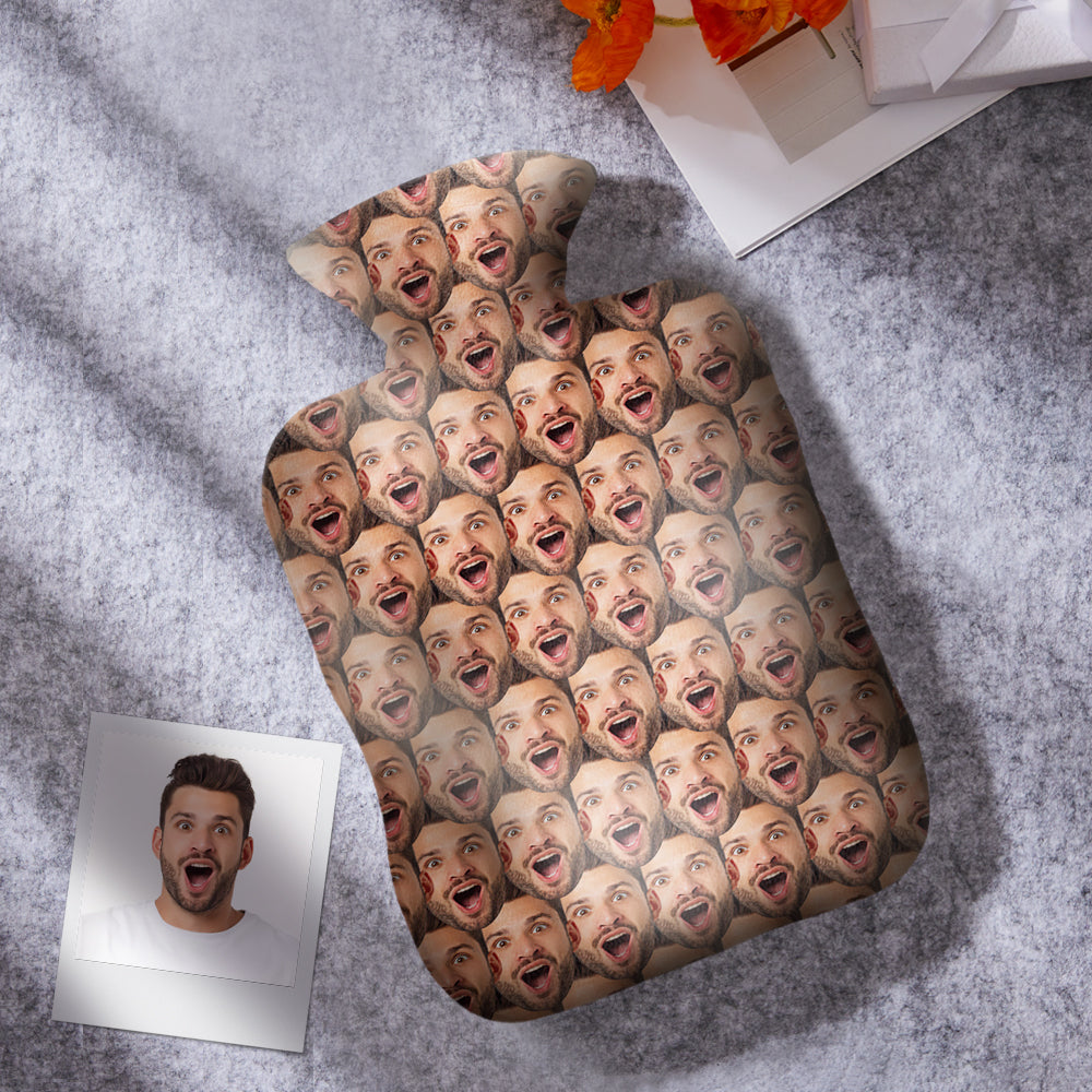 Custom Face Hot Water Bottle Hot Compress and Cold Therapy Funny Hot Water Bag for Winter Gifts