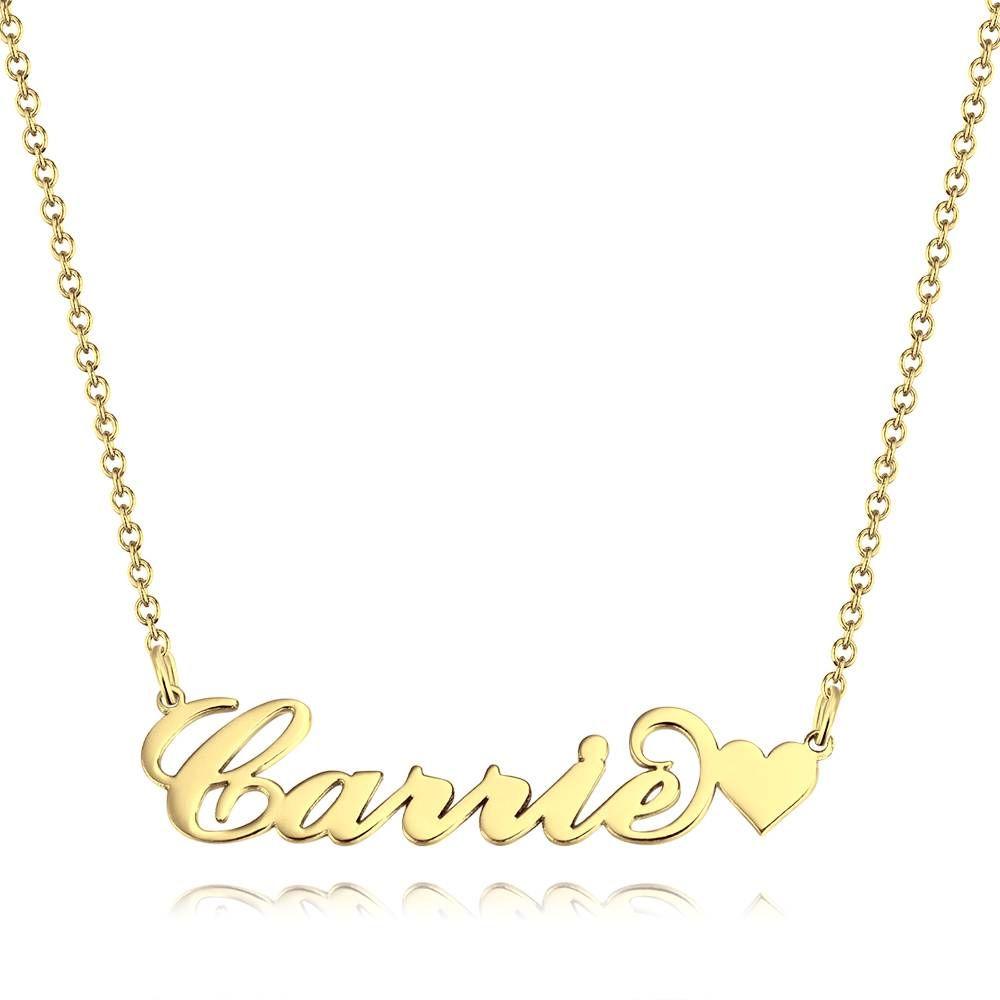 Carrie Style Name Necklace - Custom Name Necklace Gold - Name Necklace with Heart 14K Gold - Name Plate Necklace - Gifts for Girlfriend