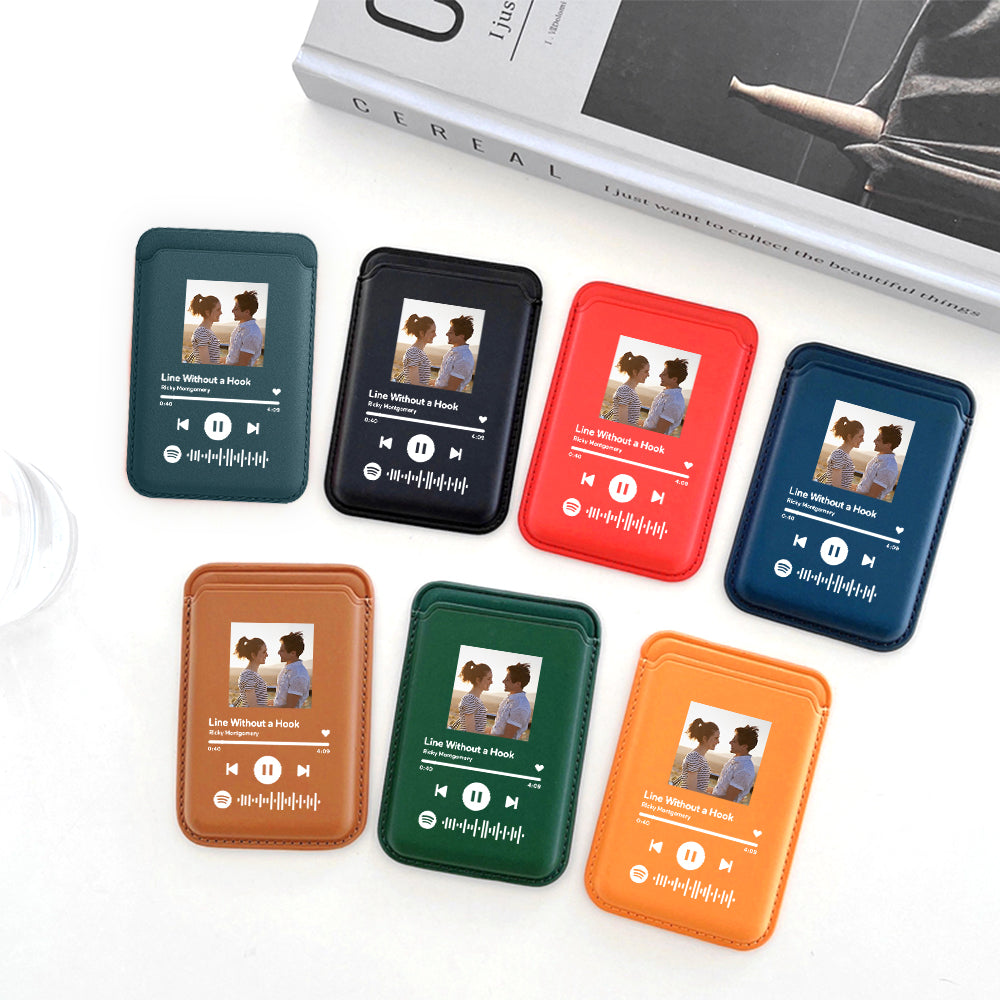 Personalized Leather MagSafe Wallet Custom Spotify Code MagSafe Card Holder for iPhone