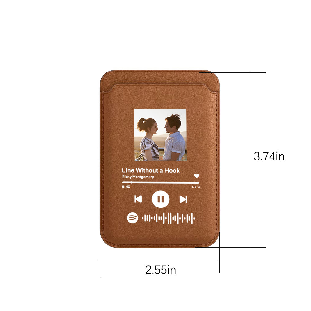 Personalized Leather MagSafe Wallet Custom Spotify Code MagSafe Card Holder for iPhone