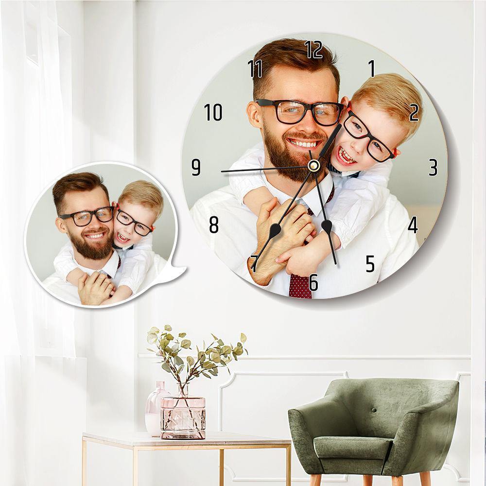 Photo Wall Clock Round Gift for Father