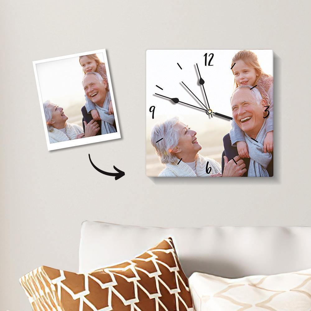 Photo Wall Clock Square Family Time